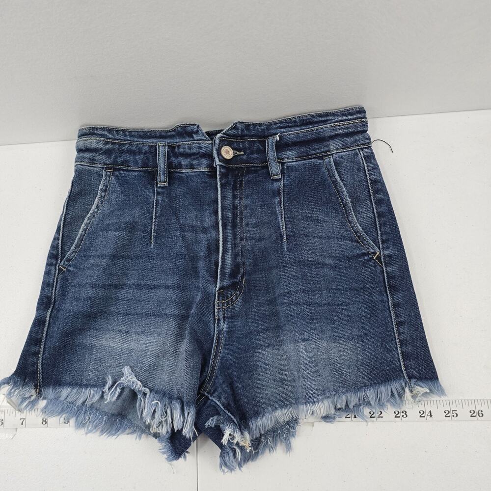 Kancan womens denim shorts medium harley high rise‎ blue 5540